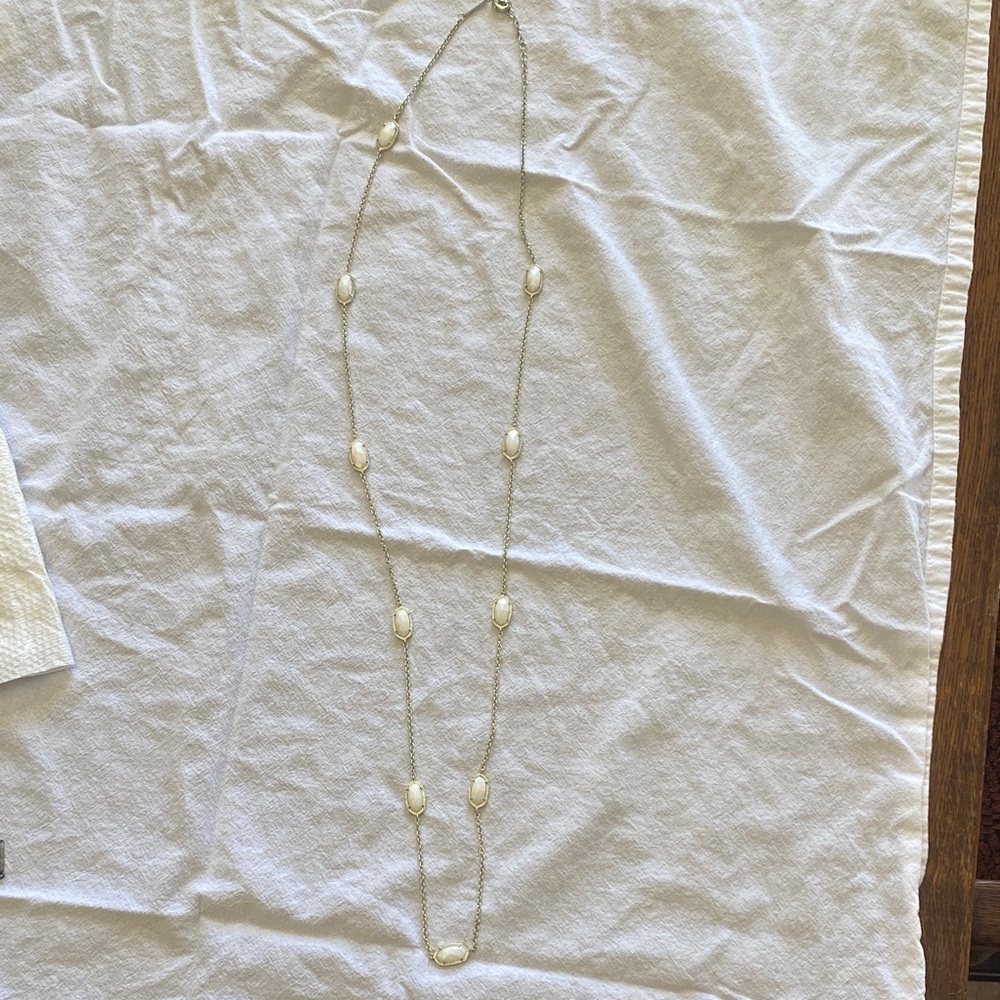 Kendra Scott Long 40” Gold Tone With White Stones Necklace